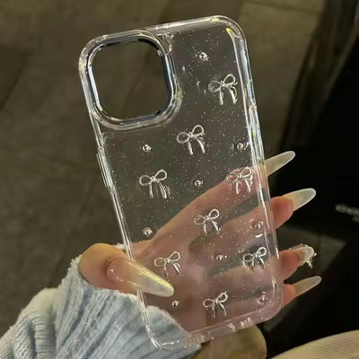 Bowknot Transparent Glitter Case