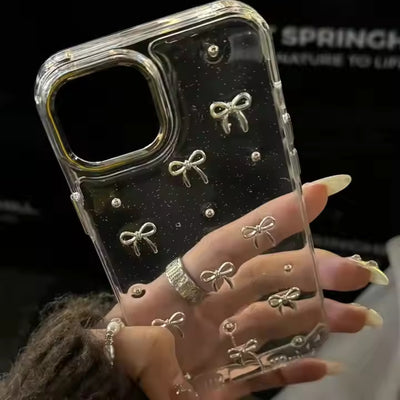 Bowknot Transparent Glitter Case